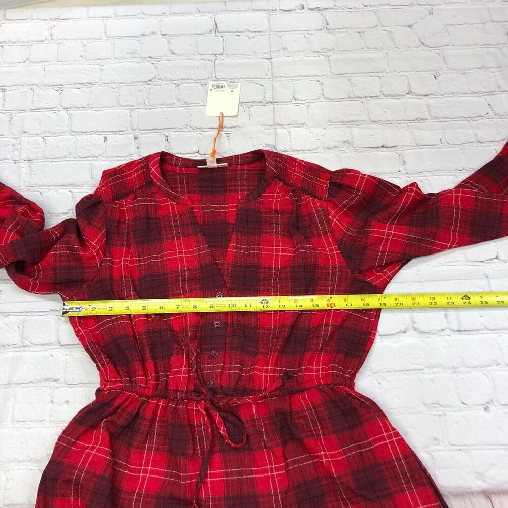 NWT Knox Rose Women Long Sleeve Plaid Dress Size Medium Red B275 -26 - Picture 2 of 16
